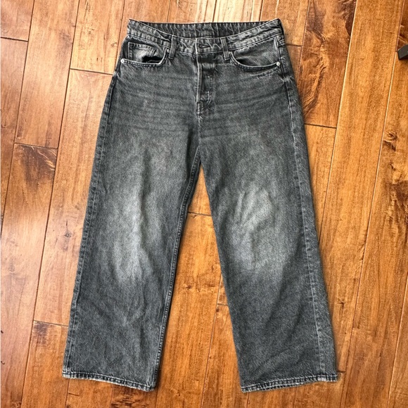 H&M Baggy Wide Low Jeans in Dark Gray Size 6 - Picture 5 of 5